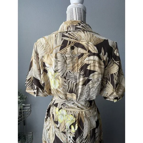 Salvatore Ferragamo Safari Logo Sheered Tan Brown Belted Maxi dress EEUC US14/42 - Picture 15 of 15